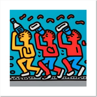 Funny Keith Haring, drink More water Posters and Art